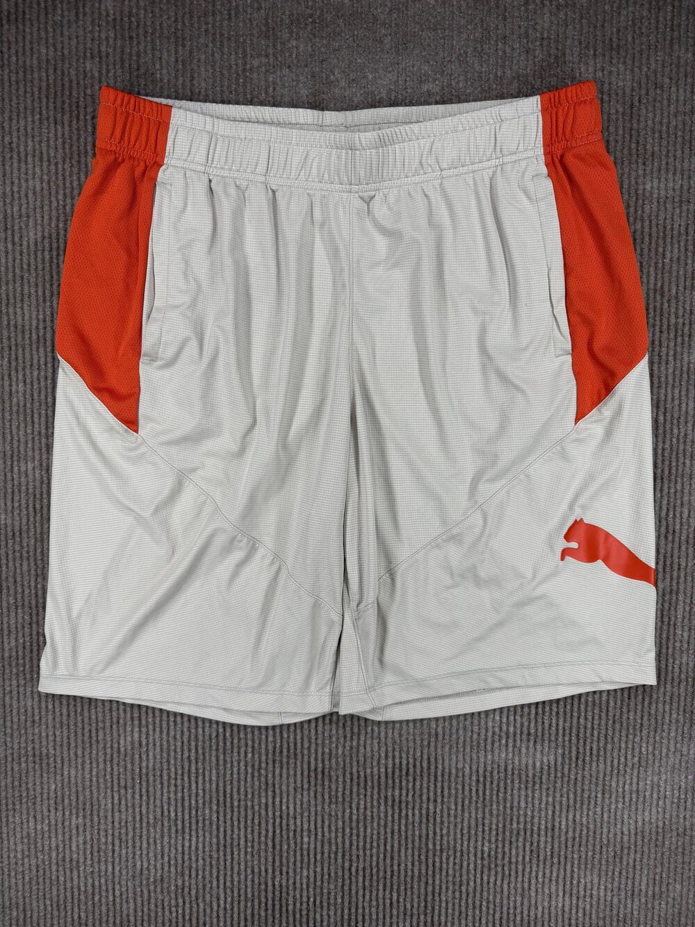 Puma DryCell Mens Athletic Shorts Size XL Gray Orange
